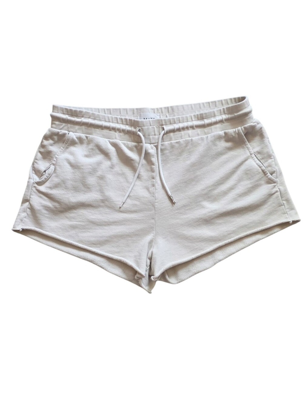 MATE The Label Large Cream Off White Organic Raw Hem Sweat Shorts Loungewear